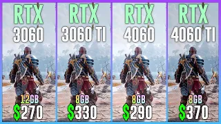 RTX 3060 vs RTX 3060 TI vs RTX 4060 vs RTX 4060 TI - Test in 15 Games