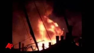 Raw Video: Marina Fire Injures 3, Damages Boats