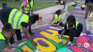 Detroit students, community members, artists begin mural for Joe Louis Greenway