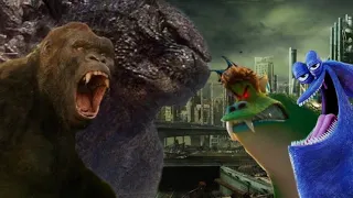 Godzilla and Kong vs. Monster Johnny and Kraken (Hotel Transylvania)