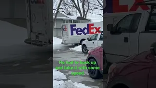 FedEx truck sliding in the snow #Shorts￼￼