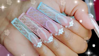 XL TAPERED SQUARE ACRYLIC NAILS/ DIOR OMBRÉ & FRENCH SUGAR EFFECT✨🌸/SPRING NAILS