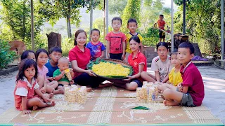 Cook turmeric sticky rice for poor children in the village - Cooking - Gardening | Ly Thi Huong