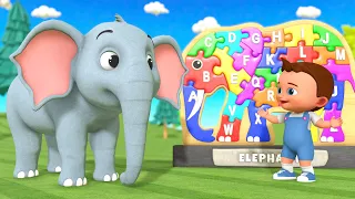 Learning Alphabets with Elephant Wooden Alphabets Puzzle Toy Set | A-Z Kids 3D Educational Toddlers