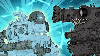 Freezer causes chaos. Cartoon about tanks