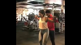 Catherine Tresa  hot exercise in gym