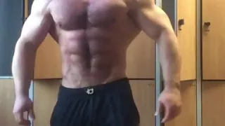 Bodybuilder flexing