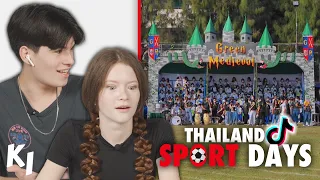 เด็กฝรั่งรีแอค TikTok วันกีฬาสีโรงเรียนไทย | Madooki