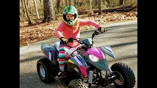 9 year old girl gets a Polaris quad, Fun!!