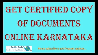 Get|Download Certified Copy of Registered Documents Online, Karnataka