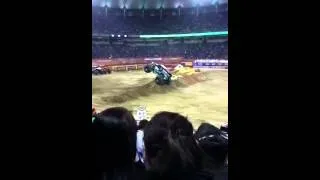 Grave digger loses a tire