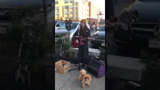 Annabelle and April busking 2019