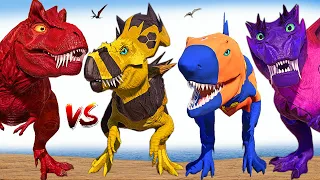 GOKU Ultimasaurus & Tarbosaurus Vs SHARKZILLA & V-REX T-REX Jurassic World Evolution Dinosaurs Fight