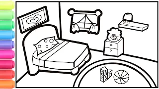 Glitter Bedroom coloring and drawing for Kids, Toddlers | Bedroom Coloring Pages | Kids Art 101