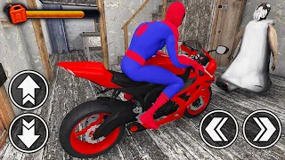 SpiderMan on Motorcycle Enter in Granny House