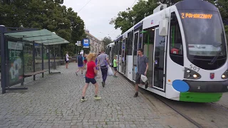 Poland, Szczecin, tram 12 ride from Plac Grunwaldzki to Plac Szarych Szeregów