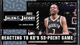 Kevin Durant goes OFF for 53 points in Nets win over Knicks 😤 🔥 | Jalen & Jacoby