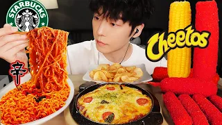 ASMR MUKBANG | SHIN FIRE NOODLES, Cheetos(Corn, Hot dog, Cheese stick, Fried Potato, Pizza) recipe !