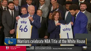 Warriors celebrate NBA Title with President Joe Biden at the White House