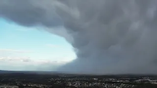 03-10-2024 Montgomeryville PA Drone View of Powerful Snow Squall with Amazing Structure