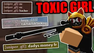 Destroying A TOXIC TRYHARD GIRL In No Scope Arcade.. | ROBLOX