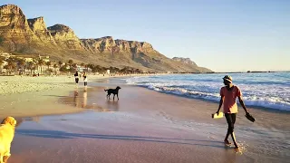 Walking at the beach of Camps   Bay in Capetown, South Africa