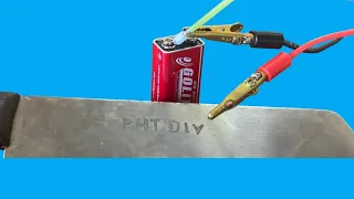 How to drawing on a knife using a battery @MsInventor101