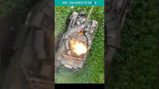 Ukrainian drone destroys Russian T-80BVM tank#shorts