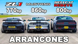 Ford Mustang vs Chevy Camaro vs Dodge Hellcat Redeye: ARRANCONES