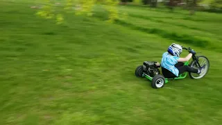 DIY Drift trike on Grass with dirt tires FAST