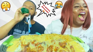 GIVING MY BOYFRIEND A CUP WITH HOLES IN IT MUKPRANK & CHEESY NOODLES MUKBANG