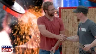 Forged in Fire Champ Travis Wuertz Learns How to Throw Knives with Jason Johnson