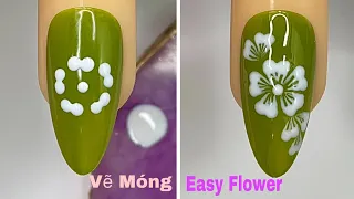 Easy Flower Nails Art For Beginner 💖Vẽ Hoa Năm Cánh 💅New Nails Design 💝 New Nails