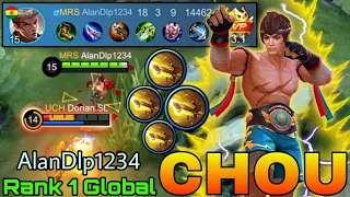 18 Kills Chou The King of Muay Thai!  Top 1 Global Chou by AlanDlp1234 - Mobile Legends