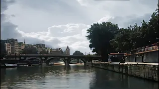 Paris 1920s in color, Trip On the Seine & Eiffel Tower [60fps, Remastered] w/sound design added