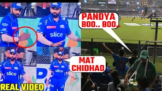 Rohit Sharma saying to crowd not to 'boo' Hardik pandya during MI and RR Match #hardikpandya #booed