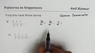 Find Next Three Terms in Pattern Sequence with Fractions