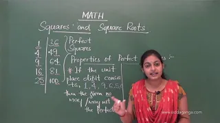 CBSE 8 - STATE 8 - MATHEMATICS - SQUARES AND SQUARE ROOTS - PART 1