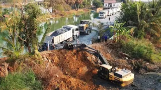 Incredible Full Videos Dump trucks and Excavator Stuck Turned Recovery With Excavator and Wheeloader