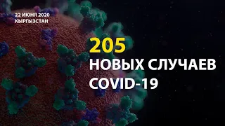 В Кыргызстане на 22 июня выявлено 205 новых случаев COVID-19