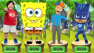 Tag with Ryan va SpongeBob Run vs Pj Masks Catboy vs Blippi World Adventure -All Characters Unlocked