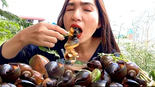 asmr mukbang , spicy big snail river ,eating show video, eat steam bigsnail river , snail