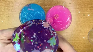 Satisfying Video DIY How to Mixing Makeup Cosmetics Glitter Squishy Balls into Clear Slime ASMR.R