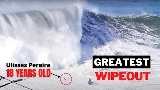 HUGE WAVE WIPEOUT IN NAZARÉ | 18 Years Old Ulisses Pereira!