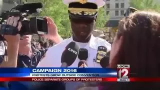 Protests grow outside convention; police step in