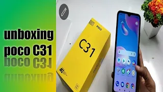 unboxing poco C31 | 13 MP  triple camera | dual voLTE with Wi-Fi | 10w charger | 5000 mAh battery