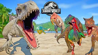 Camp Cretaceous Dinosaurs Fighting 2 in Jurassic World 🌍 Darcy I-REX , Carnotaurus, Baryonyx, T-REX