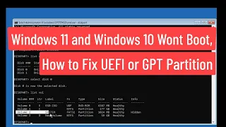 Windows 11 and 10 Wont Boot, How To Fix UEFI or GPT Partition