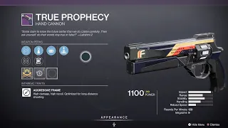 Destiny 2 Xur is selling a God roll True Prophecy GET THIS NOW !