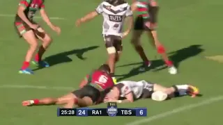 Latrell Mitchell copping a few and laughing at the Koori Knockout